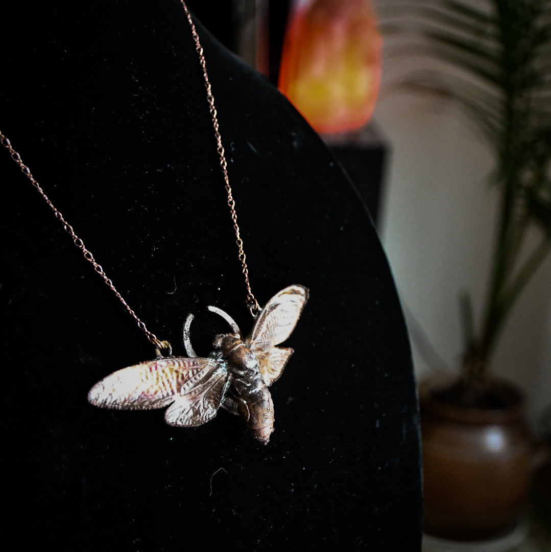 Cicada pendant necklace in electroformed copper multi-listing