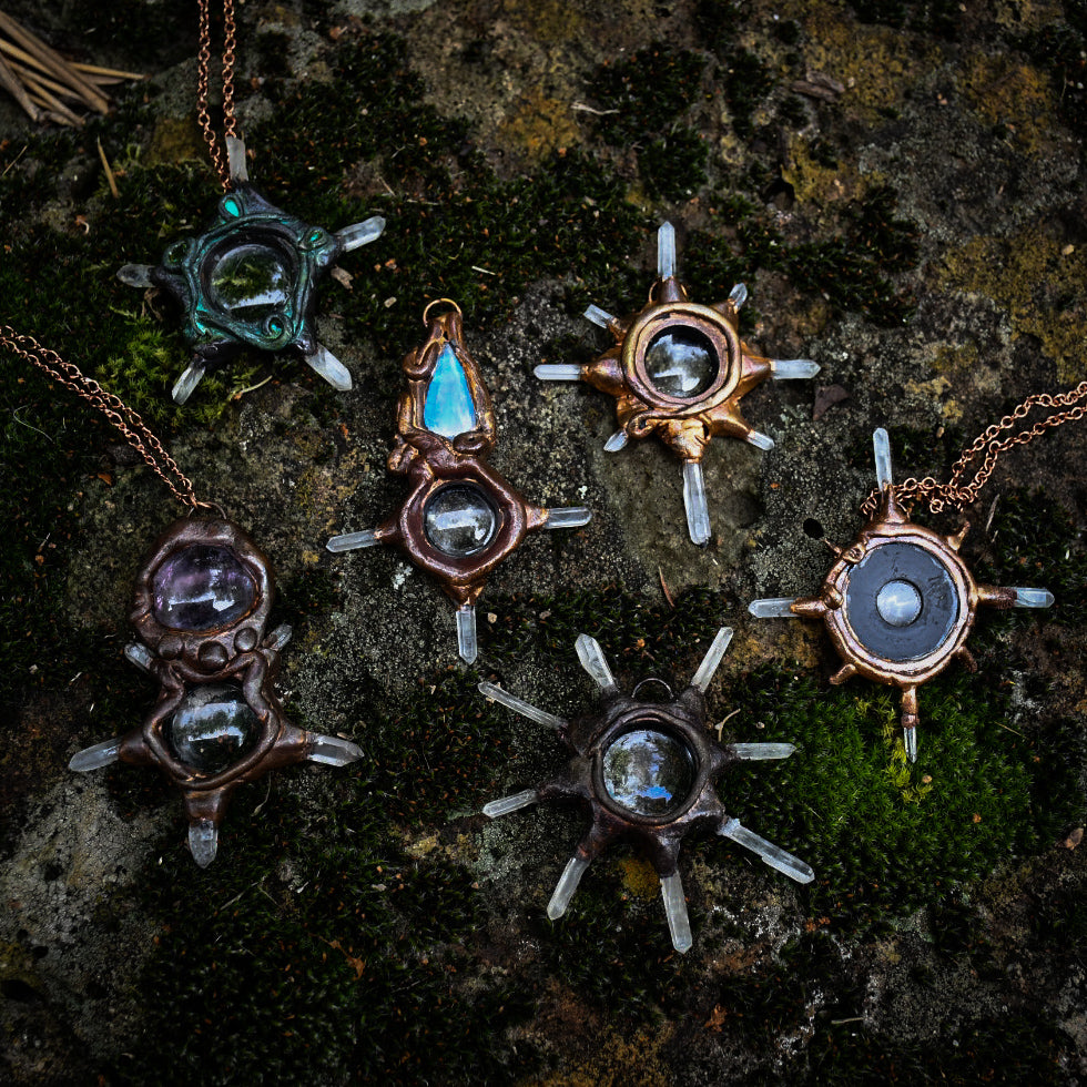 Copper Electroformed Vintage Microscope Lens necklaces