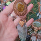 Ancient Sun amulet with tiger's eye and flint stone arrowhead