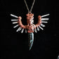 Ancient Winged Grandfather carved obsidian knife, quartz, copper electroformed