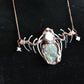 Cloud Forest: Snake skeleton, moss agate, and moonstone copper electroformed necklace