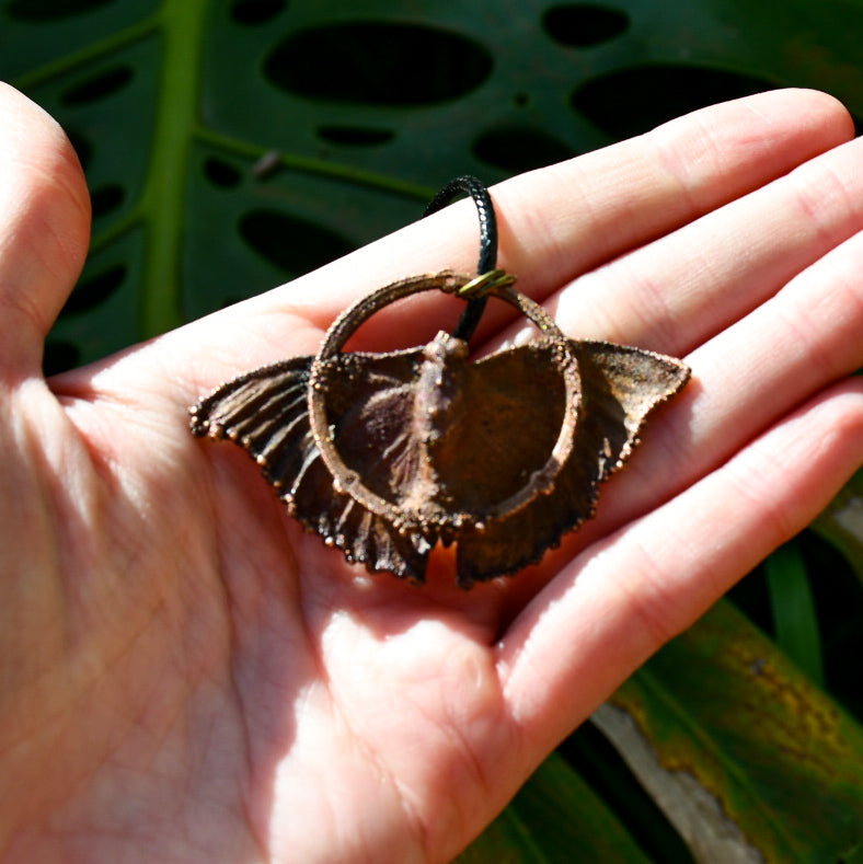 Real butterfly specimen pendant necklace in electroformed copper