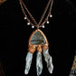 Green Labrodorite and Raw Prasiolite "333" copper electroformed necklace