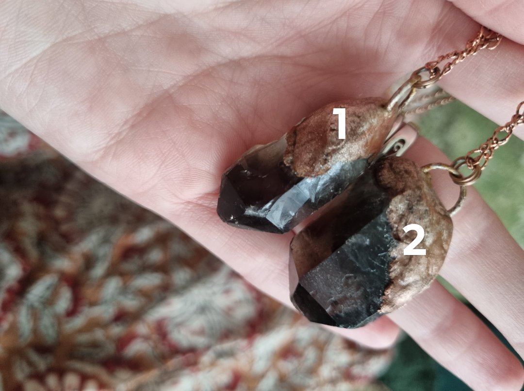 Smoky quartz pendulum necklace in copper