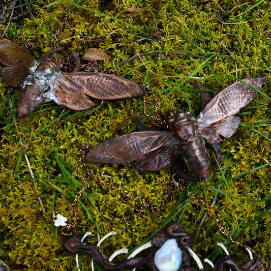 Cicada pendant necklace in electroformed copper multi-listing