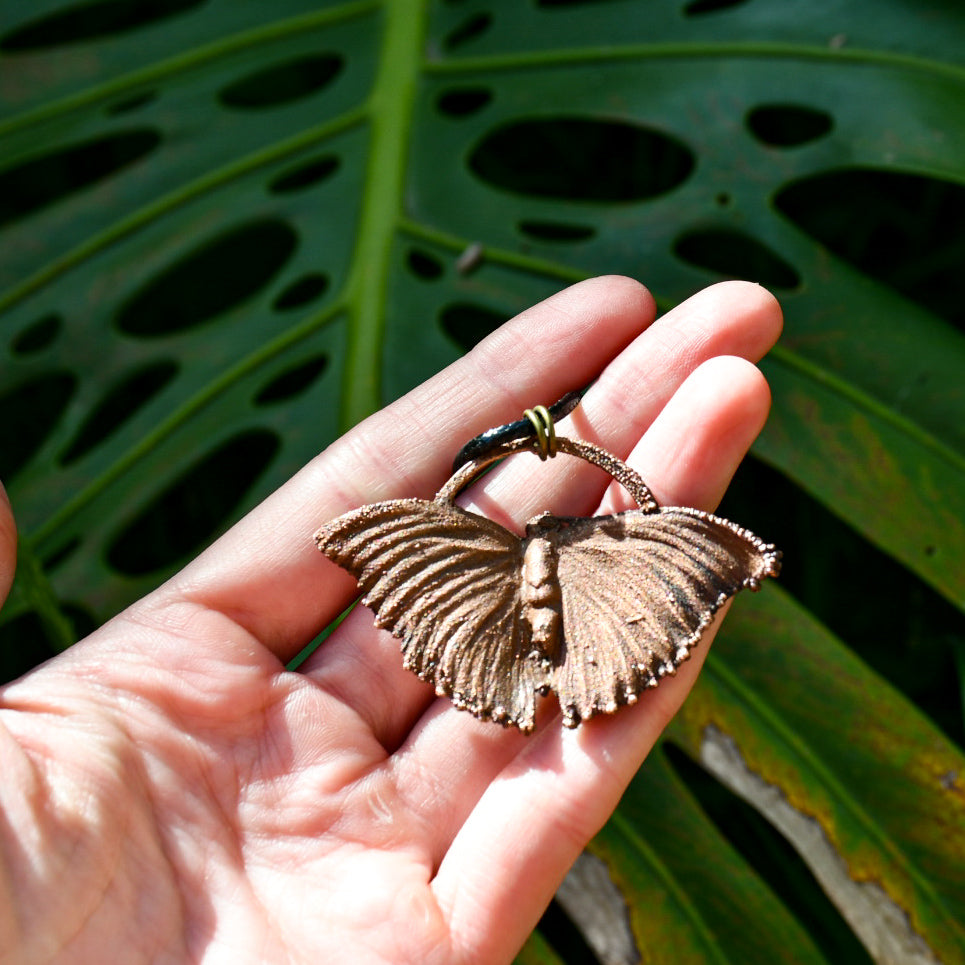 Real butterfly specimen pendant necklace in electroformed copper