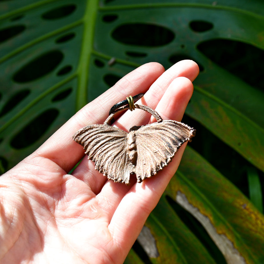 Real butterfly specimen pendant necklace in electroformed copper