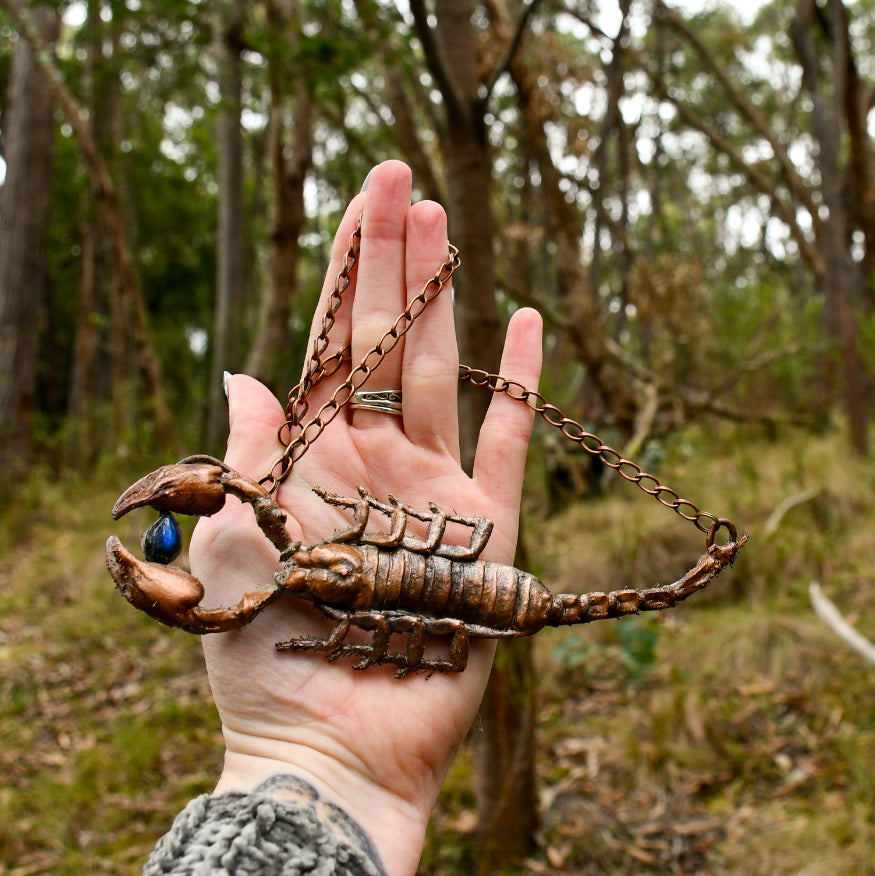 Scorpion necklace in copper