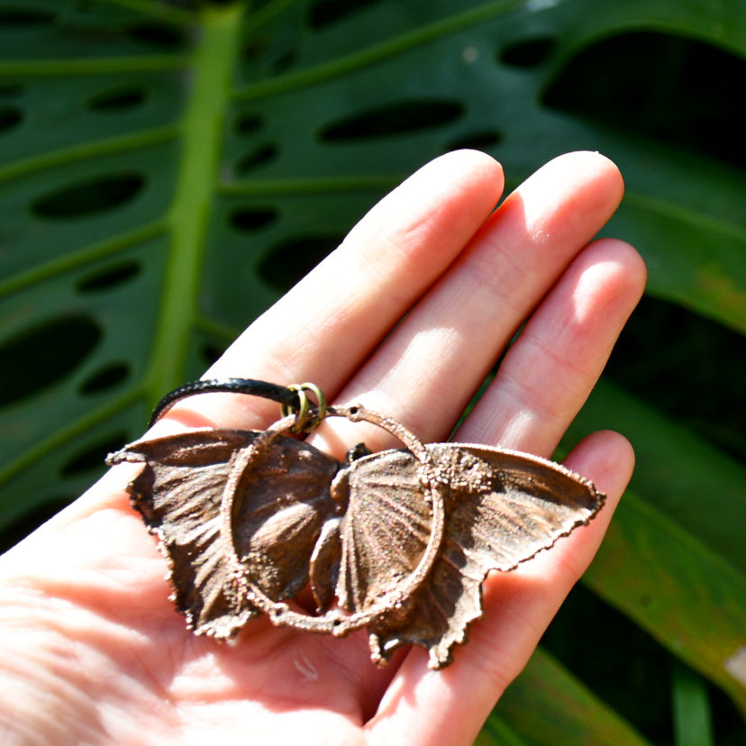 Real cabbage white butterfly specimen pendant necklace in electroformed copper