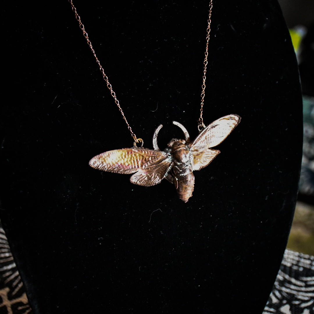 Cicada pendant necklace in electroformed copper multi-listing