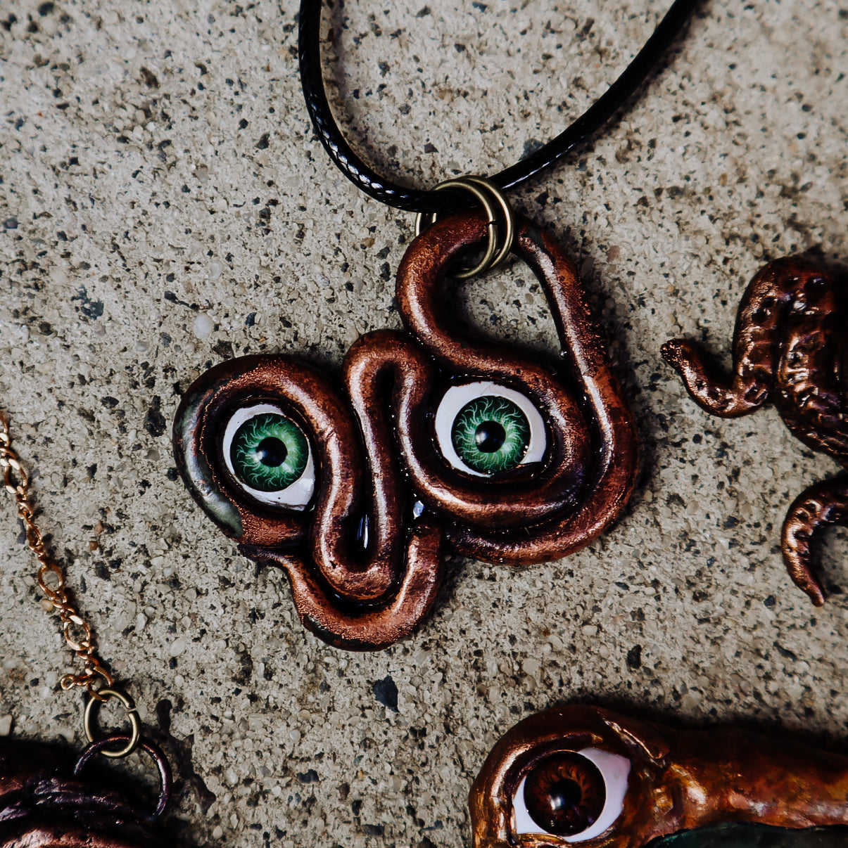 Copper electroformed evil eye pendant #1