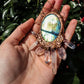 Cleat Quartz and labrodorite copper electroformed pendant